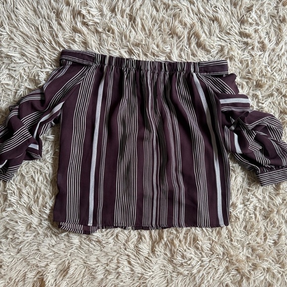 Striped Off-Shoulder Blouse - Purple - Picture 2 of 2